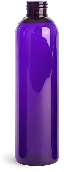 8 oz Purple PET Cosmo Round Bottles (Bulk), Caps NOT Included