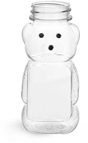 6 oz Clear PET Honey Bear Bottles (Bulk), Caps NOT Included