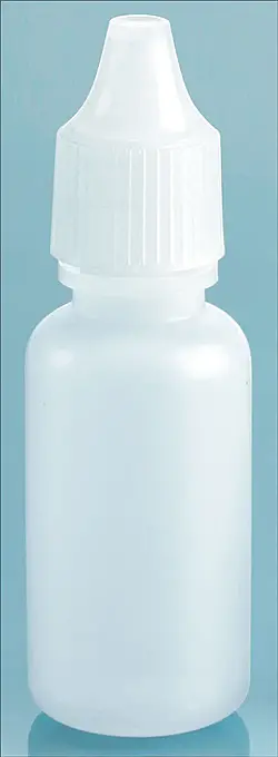 15 cc Natural LDPE Dropper Bottles w/ Natural Ribbed Caps & Controlled Dropper Tip Inserts