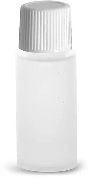 2 dram w/ White Cap Natural LDPE Cylinder Bottles Bottles w/ White Screw Caps