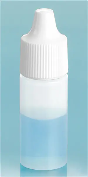 2 dram Natural LDPE Cylinder Dropper Bottles with Streaming Dropper Plug and White Caps