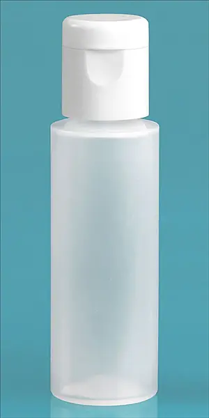 1/2 oz Natural LDPE Cylinder Bottles w/ Smooth White Snap Top Caps