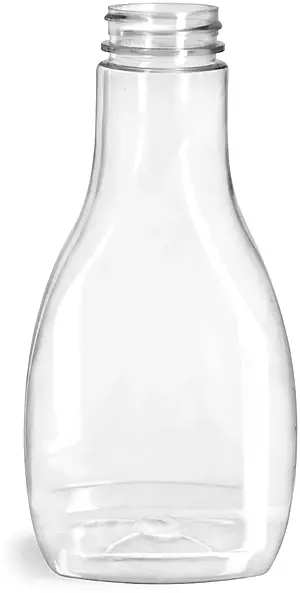 16 oz Plastic Bottles, Clear PET Oblong Sauce Bottles (Bulk) Caps NOT Included