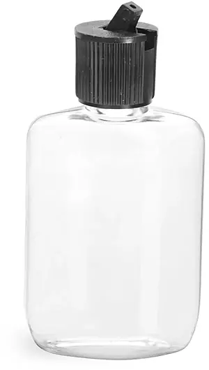 1.25 oz w/ Spout Cap Clear PVC  Ovals w/ Black Spout Cap