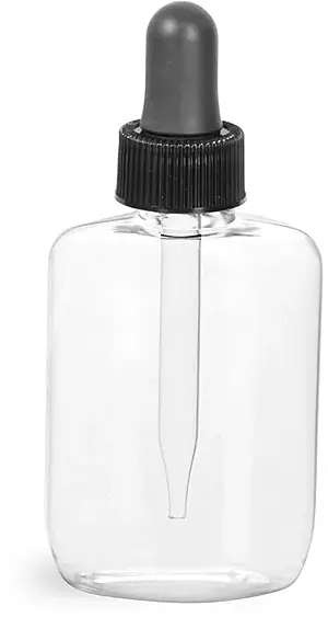 1.25 oz w/ Dropper Clear PVC Oval Bottles w/ Dropper Caps