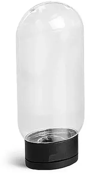 4 oz Clear PET Tottles w/ Black Snap Top Caps