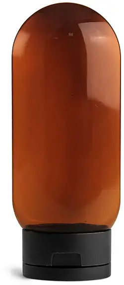 4 oz Plastic Bottles, Amber PET Tottles w/ Black Snap Top Caps