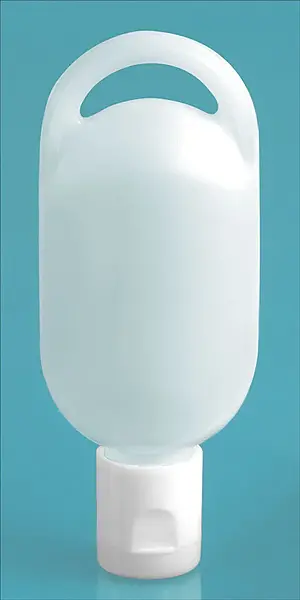 1/2 oz Natural HDPE Lotion Oval Bottles w/ White Snap Top Caps
