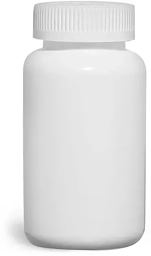 250 cc Plastic Bottles, White HDPE Pharmaceutical Rounds w/ White Child Resistant Induction Lined Caps