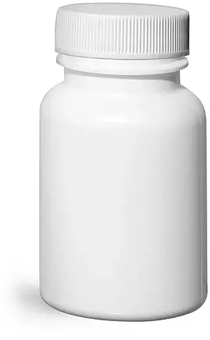 75 cc Plastic Bottles, White HDPE Wide Mouth Pharmaceutical Rounds w/ White Lined Caps