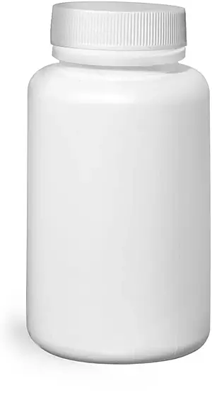 150 cc Plastic Bottles, White HDPE Wide Mouth Pharmaceutical Rounds w/ White Lined Caps