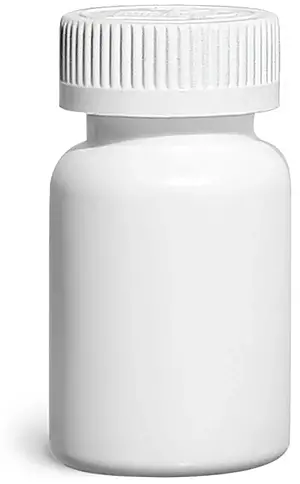 75 cc Plastic Bottles, White HDPE Wide Mouth Pharmaceutical Round Bottles w/ White Child Resistant Caps
