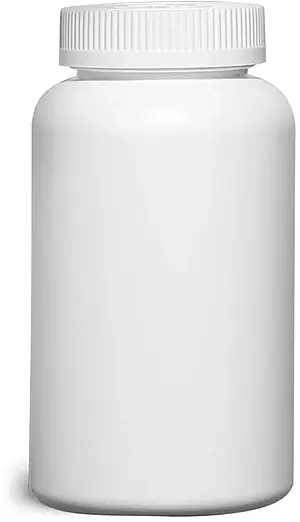 500 cc Plastic Bottles, White HDPE Wide Mouth Pharmaceutical Round Bottles w/ White Child Resistant Caps
