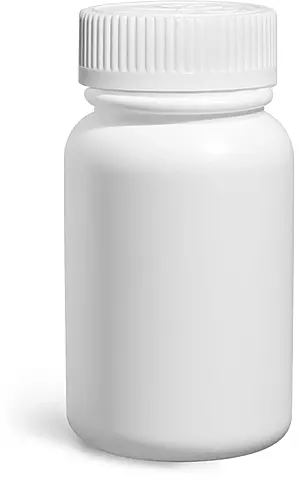 120 cc Plastic Bottles, White HDPE Wide Mouth Pharmaceutical Round Bottles w/ White Child Resistant Caps