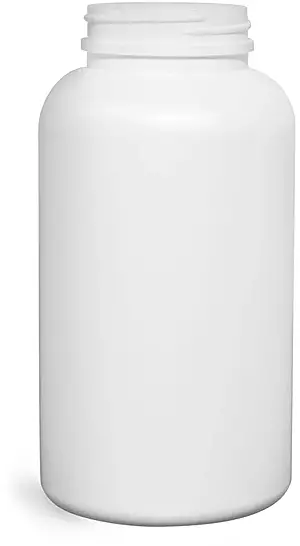 625 cc Plastic Bottles, White HDPE Pharmaceutical Round (Bulk), Caps NOT Included
