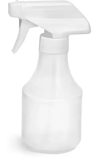 8 oz Natural HDPE Spray Bottles w/ White Trigger Sprayers
