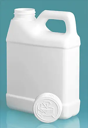 16 oz White HDPE F-Style Jugs w/ White Child Resistant Caps