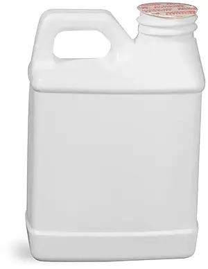 8 oz White HDPE F-Style Jug w/ White Lined Caps
