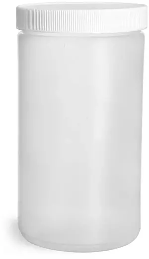 32 oz Natural HDPE Straight Sided Jars w/ Lined Screw Caps