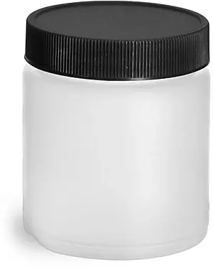 4 oz Natural HDPE Straight Sided Jars w/ Black Lined Screw Caps