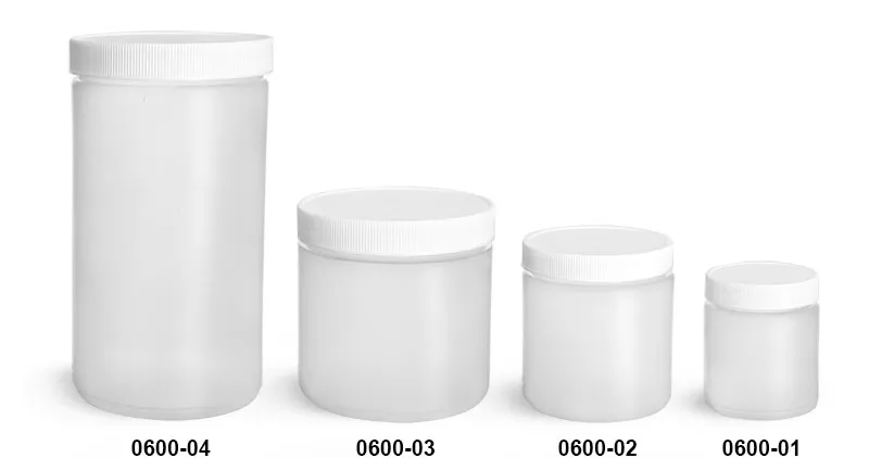 16 oz Natural Straight Sided Jars w/ White Lined Screw Caps