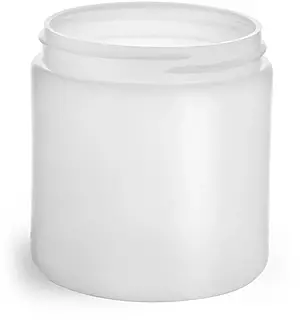 8 oz Natural HDPE Straight Sided Jars (Bulk), Caps Not Included