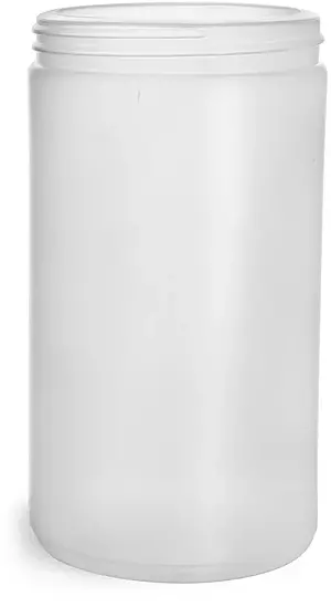 32 oz Natural HDPE Straight Sided Jars (Bulk), Caps Not Included