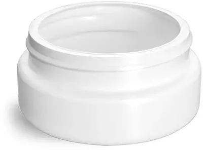 4 oz Plastic Jars, White HDPE Wide Mouth Low Profile Jars (Bulk), Caps Not Included
