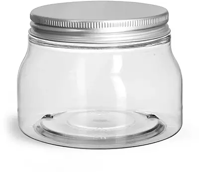 8 oz Clear PET Tuscany Jars w/ Aluminum Lined Caps