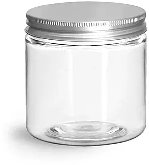 4 oz Clear PET Straight Sided Jars w/ Lined Aluminum Caps