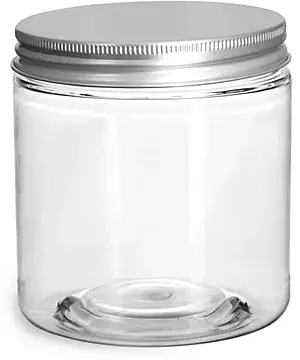 8 oz Clear PET Straight Sided Jars w/ Lined Aluminum Caps