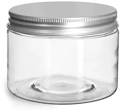 12 oz Clear PET Straight Sided Jars w/ Lined Aluminum Caps