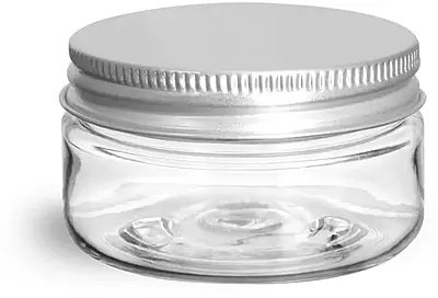 2 oz Clear PET Heavy Wall Jars w/ Lined Aluminum Caps