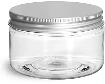 4 oz Clear PET Heavy Wall Jars w/ Lined Aluminum Caps