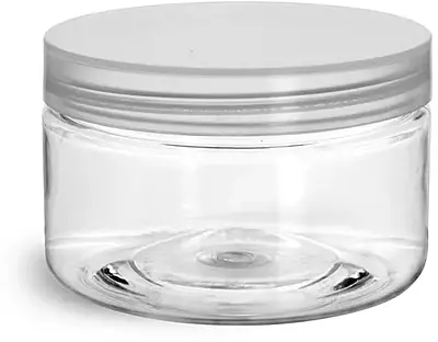 4 oz Clear PET Heavy Wall Jars w/ Natural Smooth Unlined Caps