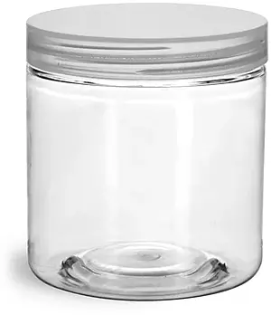 8 oz Clear PET Straight Sided Jars w/ Natural Smooth Unlined Caps