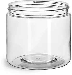 16 oz Clear PET Straight Sided Jars (Bulk), Caps Not Included