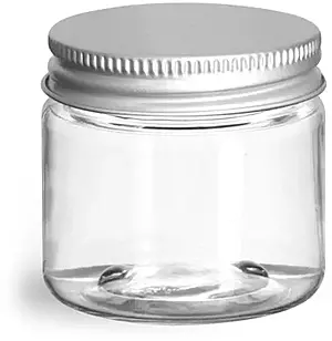 1 oz Clear PET Straight Sided Jars w/ Lined Aluminum Caps