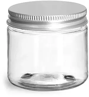 2 oz Clear PET Straight Sided Jars w/ Lined Aluminum Caps