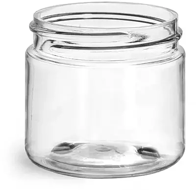 2 oz Clear PET Straight Sided Jars (Bulk), Caps Not Included
