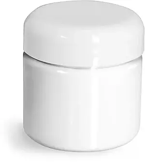 2 oz Plastic Jars, White PET Straight Sided Jars w/ White Lined Dome Caps