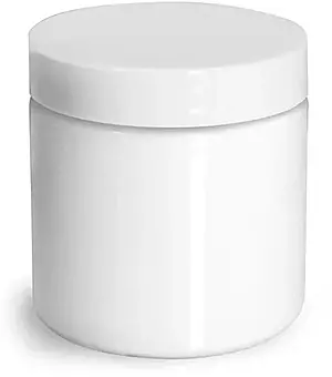 4 oz Plastic Jars, White PET Straight Sided Jars w/ White Smooth Plastic Lined Caps