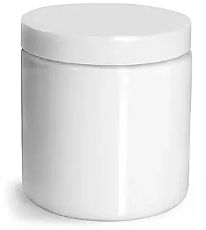 8 oz Plastic Jars, White PET Straight Sided Jars w/ White Smooth Unlined Caps