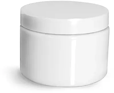12 oz Plastic Jars, White PET Straight Sided Jars w/ White Smooth PS22 Lined Caps