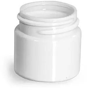 1/2 oz Plastic Jars, White PET Straight Sided Jars (Bulk) Caps Not Included