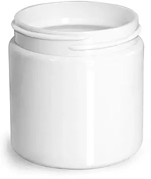 4 oz Plastic Jars, White PET Straight Sided Jars (Bulk) Caps Not Included