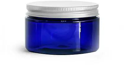 4 oz Blue PET Heavy Wall Jars w/ Aluminum Lined Caps