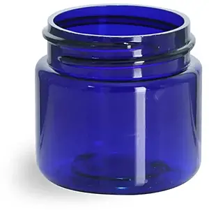 1 oz Blue PET Straight Sided Jars (Bulk), Caps Not Included
