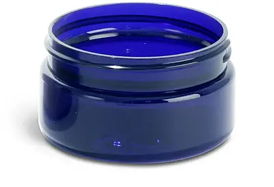 2 oz Blue PET Heavy Wall Jars (Bulk), Caps Not Included