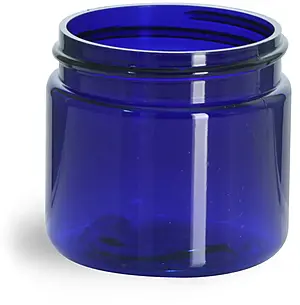 2 oz Blue PET Straight Sided Jars (Bulk), Caps Not Included